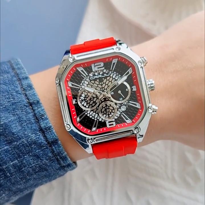 CRRJU New Watch 2311 Men's Watch Silicone Strap Six Pin Business Watch Casual Boys