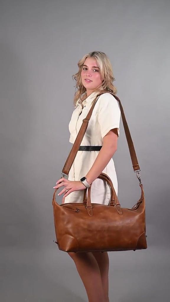 Handmade Leather Duffle Bag: Unisex Weekender Travel Bag
