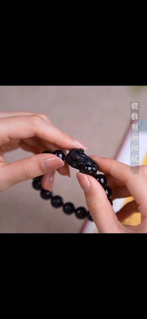 Pi Xiu Obsidian Černé kamenné korálky Muži Ženy Náramek Bohatství a štěstí Náramky Čínský styl Šperky Dárek