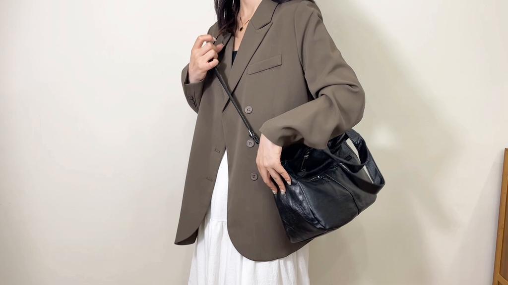 Women's Bag Lightweight Stitching Soft Leather Tote Bag Large Capacity Mother Bag