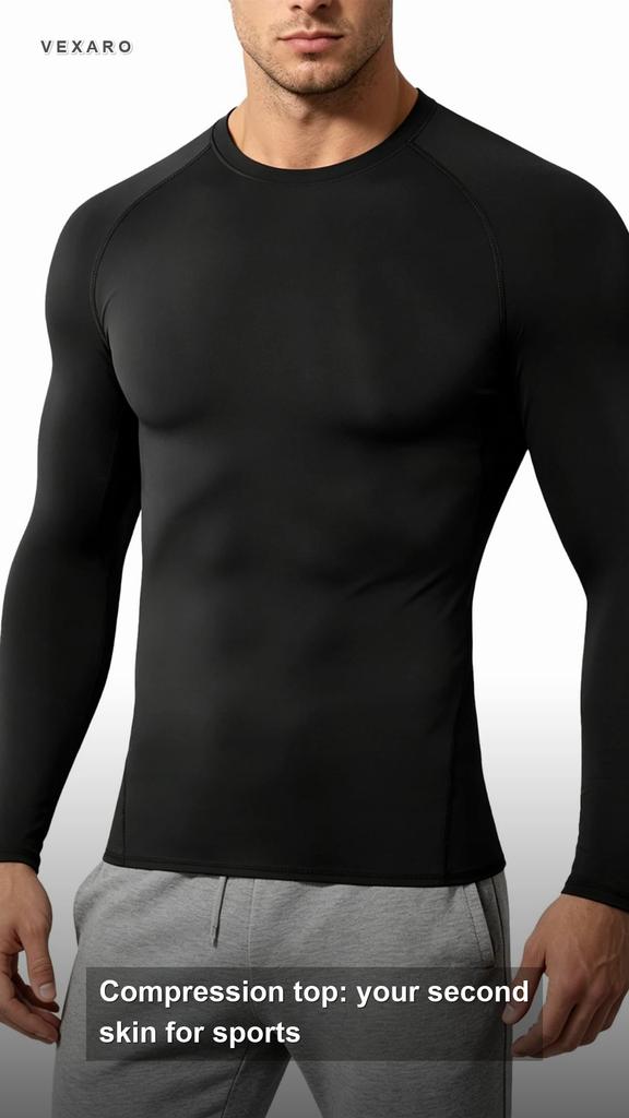 Men's Compression Long Sleeve Shirts Breathable Moisture Wicking Stretchy Athletic Base Layer