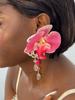 New Fresh Fabric Colored Large Flower Earrings for Women Jewelry Sweet Rice Beads Long Tassels Leaf Earrings Female Earrings