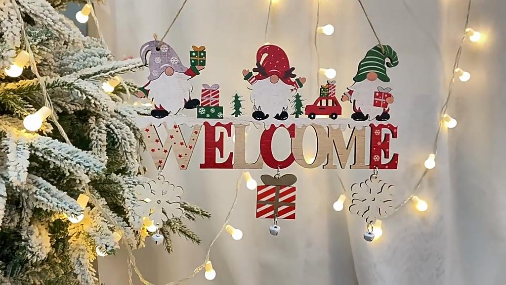 Wooden Christmas Hanging Pendants Gnome Santa Claus Merry Christmas Decoration for Home Xmas Tree Ornaments 2025 New Year Gifts