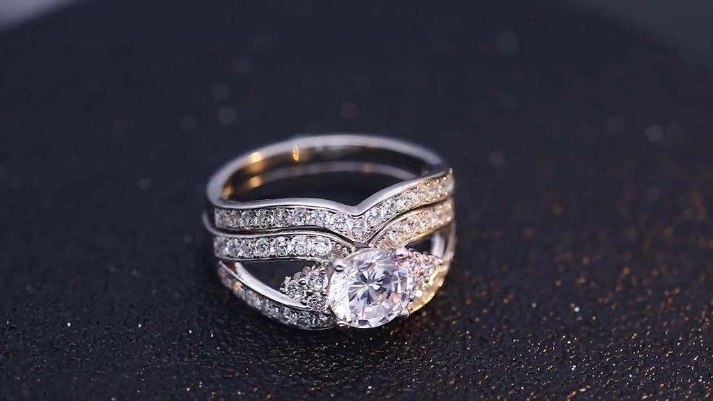 Lindon Classic 925 Sterling Silver Zircon Ring Ladies Jewelry Wedding Promise Party Gift