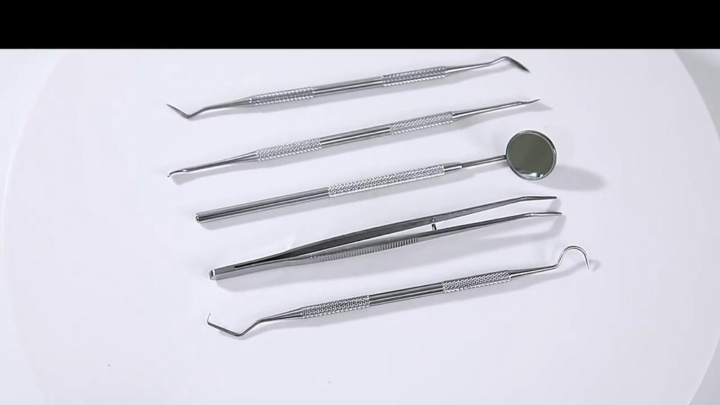 Dental Cleaning Tools Set Mouth Mirror Stainless Steel Tweezers Elbow Probe Dentists Instrument Teeth Whitening Dentistry