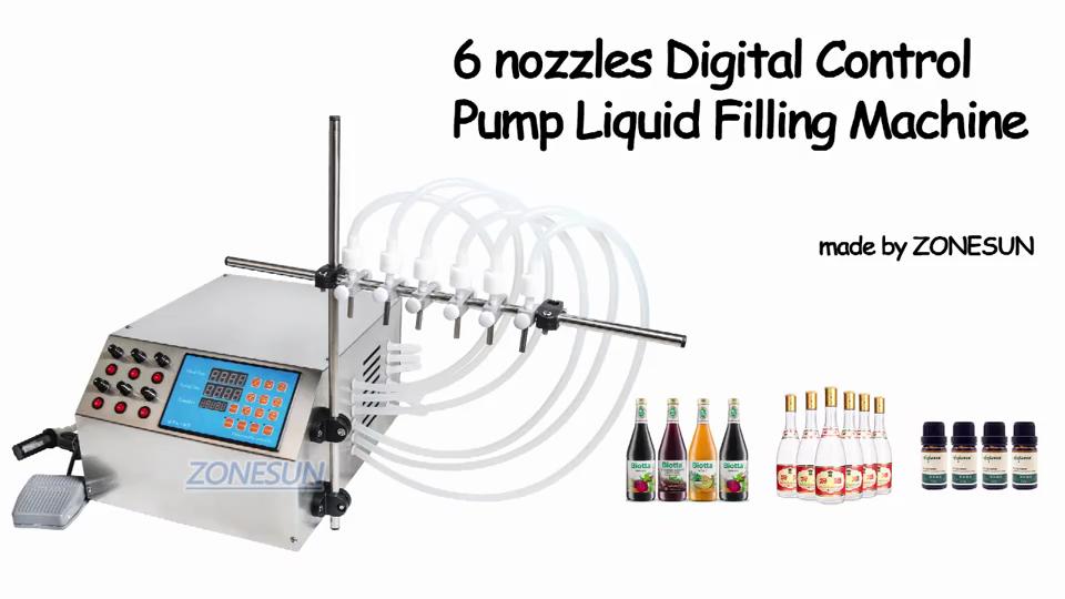 ZONESUN ZS-YTDP6 6 Nozzles Diaphragm Pump Liquid Filling Machine For Perfume Water Juice