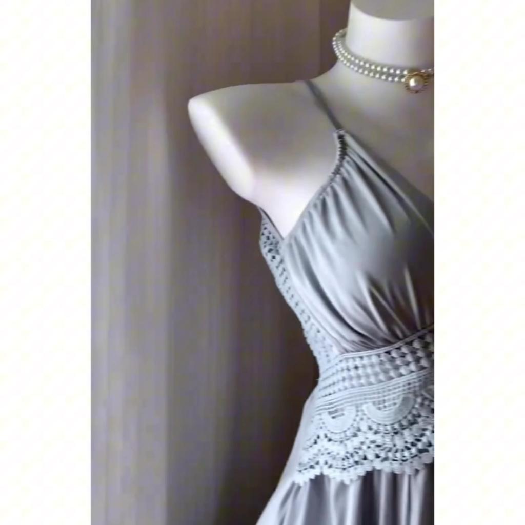 New French Long Satin Lace Perspective Suspender Nightdress Home Clothes Sexy Suit