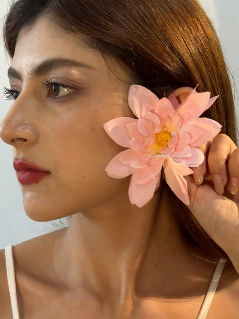 Sweet Cute Exaggerated Simulation Multi-Layer Polyester Flower Earrings Suitable for Women's Beach Vacation, Beach Party Gifts