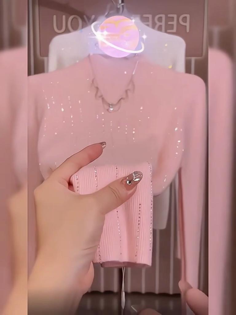 Women's Half Turtleneck Rhinestone sweater Pullover Stretch Knit Sweater Slim-Fit Long Sleeve Knit Top Autumn Winter