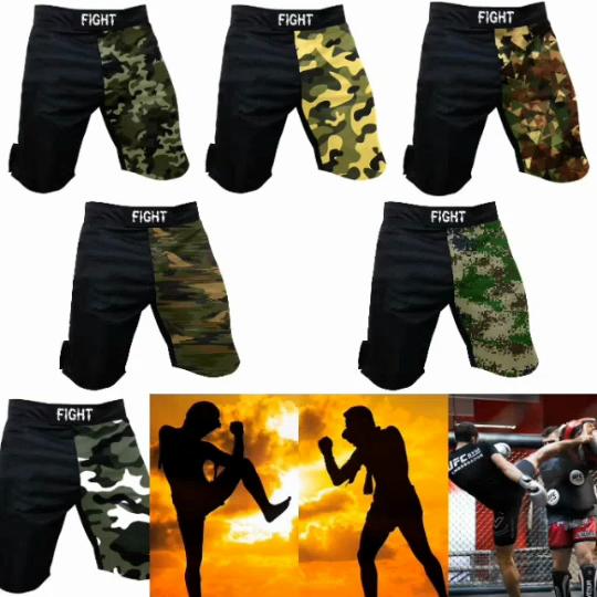 MMA Men Shorts Soldier Army Navy Camouflage Muay Thai Pants Kickboxing Fighting Fitness Gym Training