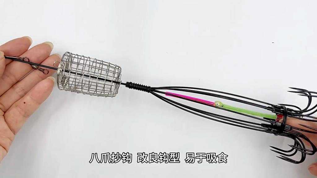 8 Fish Hooks with Bait Cage Fish Hanging Hooks Fishing Gear Supplies