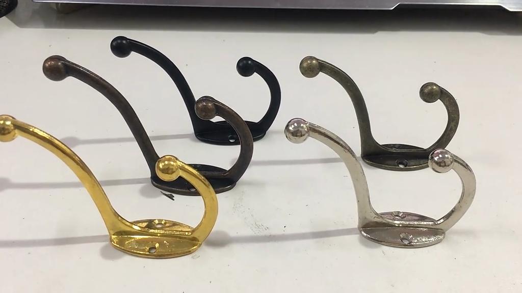5Pcs Double Coat Hooks Wall Mounted Bathroom Coat Rack Retro Bronze Clothes Hanger Heavy Duty Door Coat Non-slip Hooks