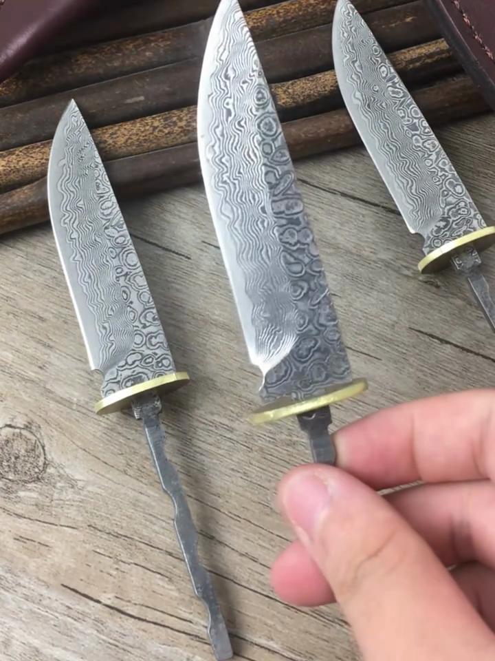 Damascus Steel Fixed Blade Knife Blanks - Unfinished Blade Forging Blanks, Semi-finished Knife Blank | DIY Knife Accessories