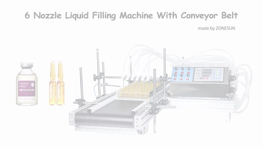 ZONESUN ZS-DTPP6B Tabletop 6-Head Liquid Filling Machine for Perfume, Essential Oil & Reagent Small Bottle Packaging