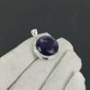 Amazing Amethsyt Gemstone Silver Pendant In 925 Sterling Silver - Handmade Round Design, Everyday Wear Jewelry Party Wear Gift