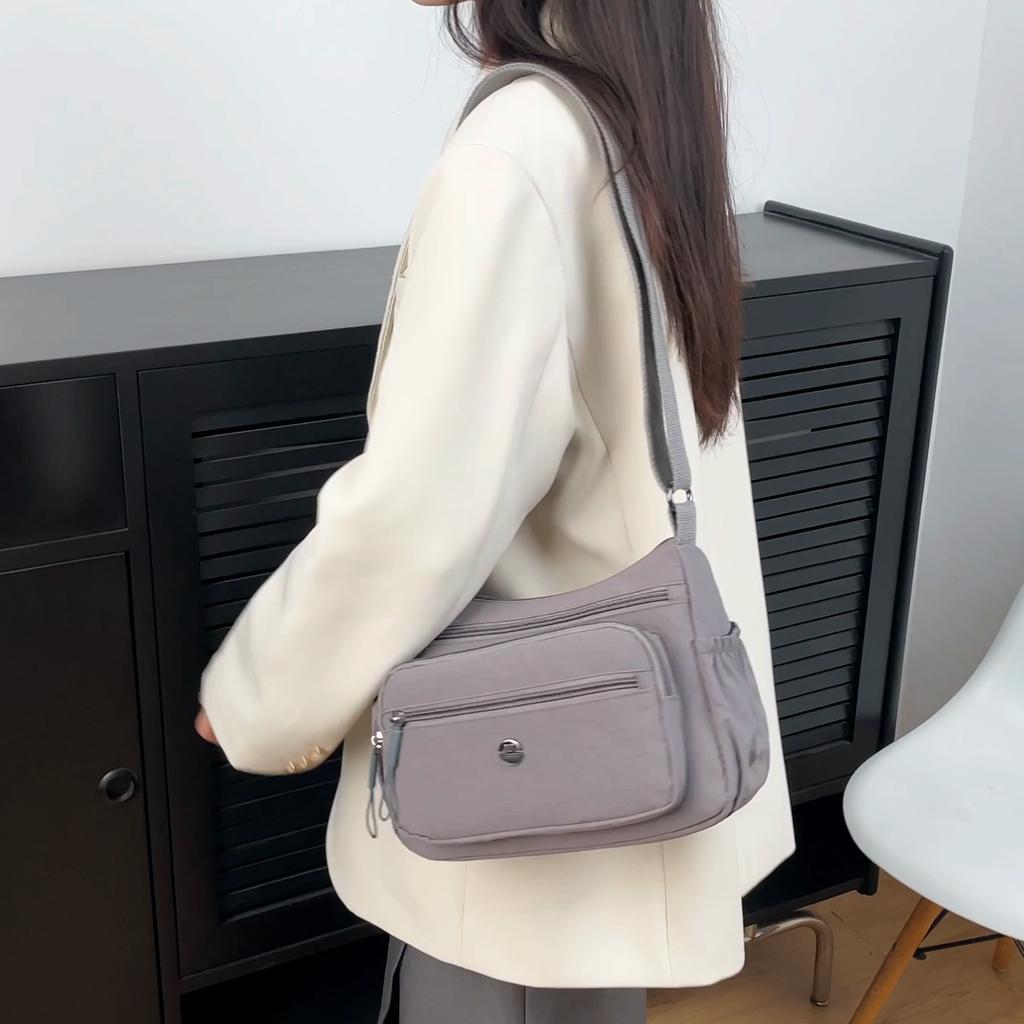 Women Shoulder Bag Multi-Compartment Crossbody Bag Solid Color Mother Bag