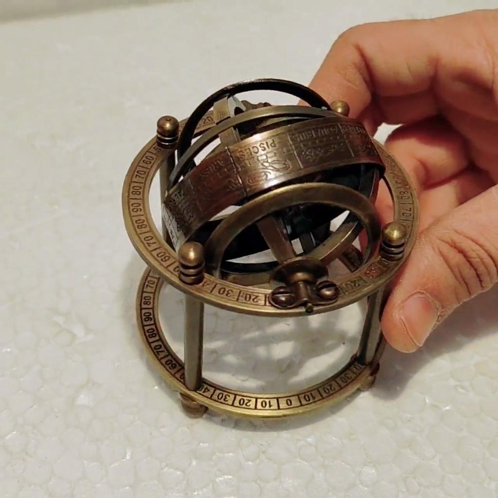 Maritime Nautical Antique Brass Armillary Sphere Astrolabe Collectible Globe Tabletop Gift Home Decor