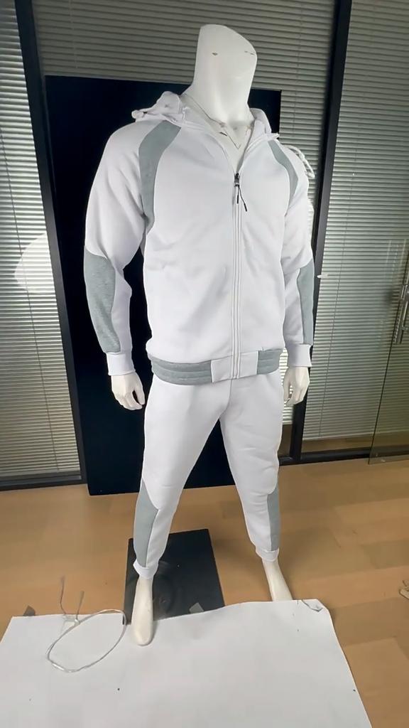 Conjunto de Fato de Treino Masculino com Capuz Outono Inverno 2025 Jaqueta com Zíper e Calças Conjunto de 2 Peças Roupa Casual Desportiva Conjuntos Masculinos