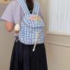 Women's Plaid Mini Backpack Junior High School Student Schoolbag Lightweight Backpack