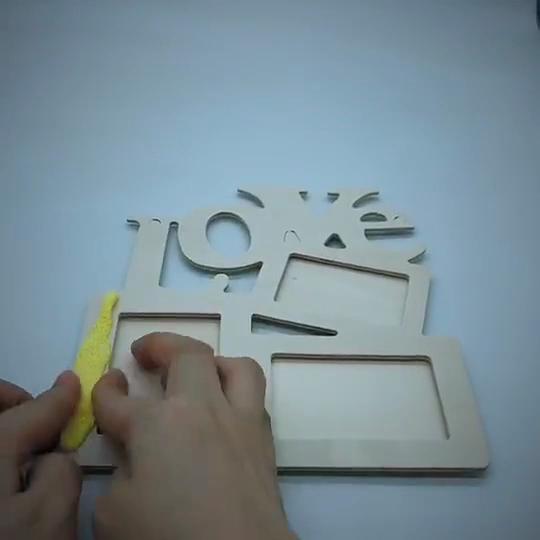 3 Compartments Love Letters Photo Frame Burr Free Decorative DIY Art Craft Wooden Picture Frame for Children