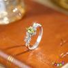 S925 Silver Ring Female Laurel Branch Natural Crystal Stone Live Mouth Hand Jewelry Electroplated White Gold Niche Design Sense Daily Jewelry Gift