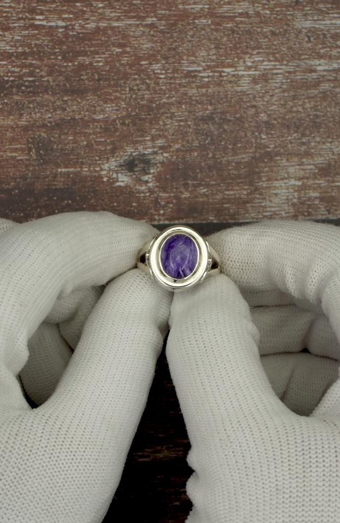 Charoite Gemstone Ring – Vintage Style 925 Sterling Silver Handmade Ring for Women – Russian Stone of Transformation