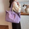 Large Capacity Nylon Tote Bag for Women Lightweight Shopping Shoulder Bag with Multiple Pockets and Zipper Closure for Daily Use