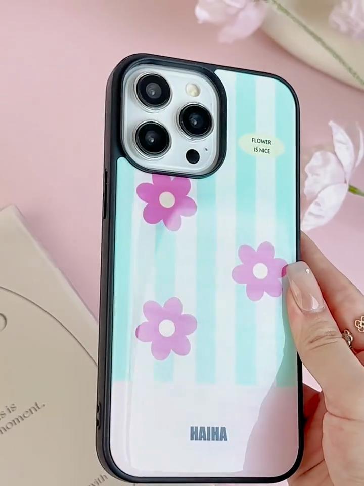 iPhone Case Resin Anti-drop Wear-resistant Suitable for HUAWEI Mate60pro Japan and South Korea Style Small Flowers