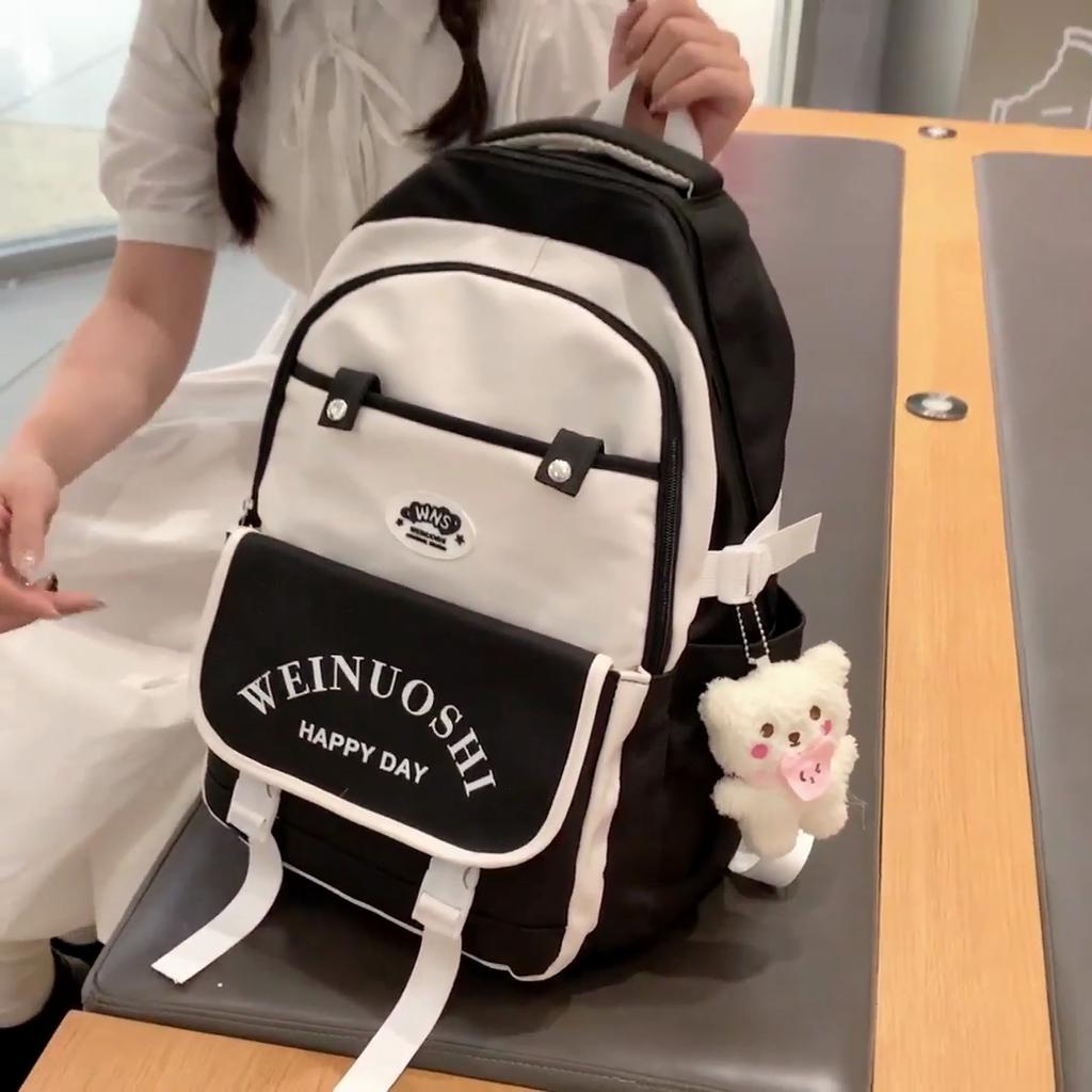 Middle School Student Schoolbag Color Block Women's Large Capacity Backpack Primary School Student's Fifth and Sixth Grade Lightweight Backpack