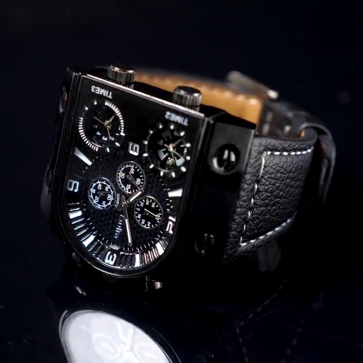 RORIOS Uomo Creativo Orologi Unico Pointer Orologio Da Polso Analogico Quarzo Quadrato Orologio Terra Quadrante Orologio Fashion Design per Gli Uomini Blu bianco B