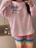 New 2025 Autumn Winter Warm Flannel Women Pijama Sets Thicken Coral Velvet Long Sleeve Cute cartoon purple Sleepwear Set Thin Flannel Pajamas Set