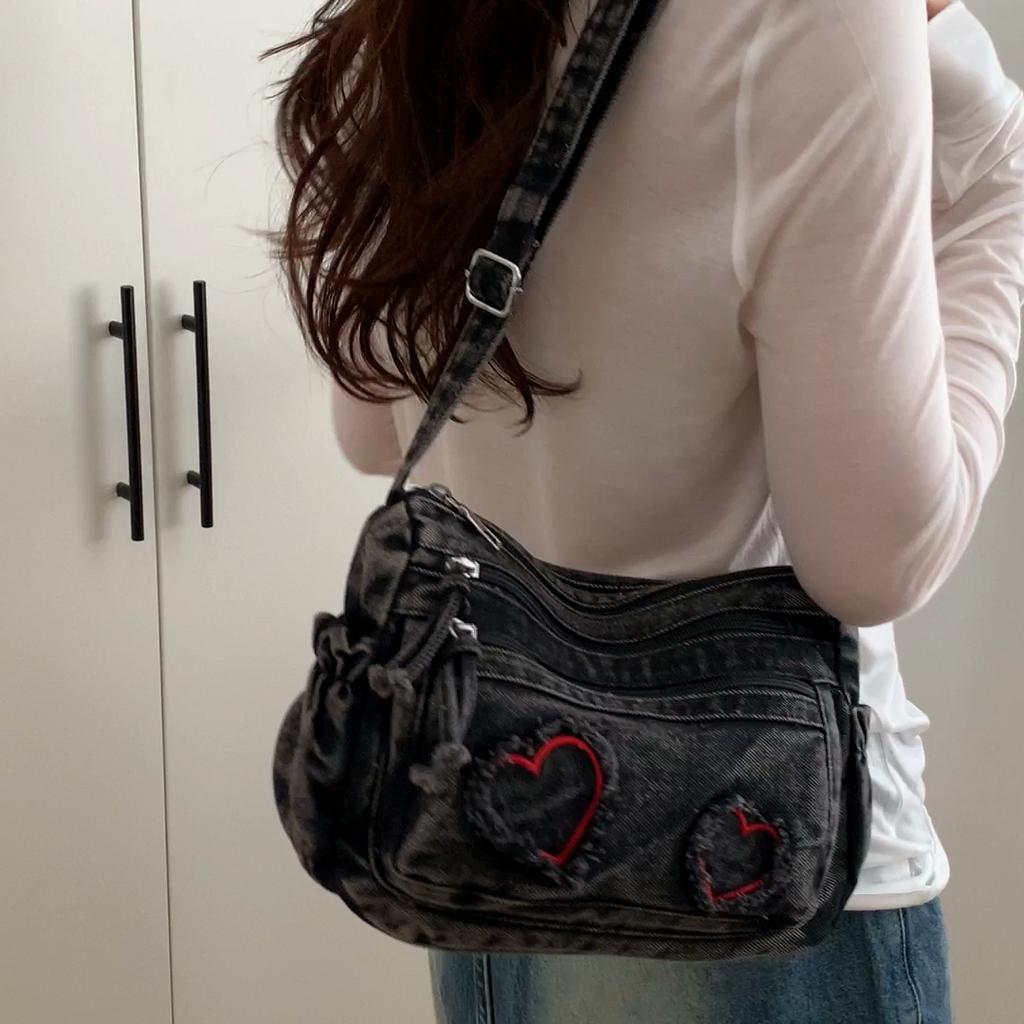 Shoulder Bag Denim Crossbody Bag Women Commuter Handbag