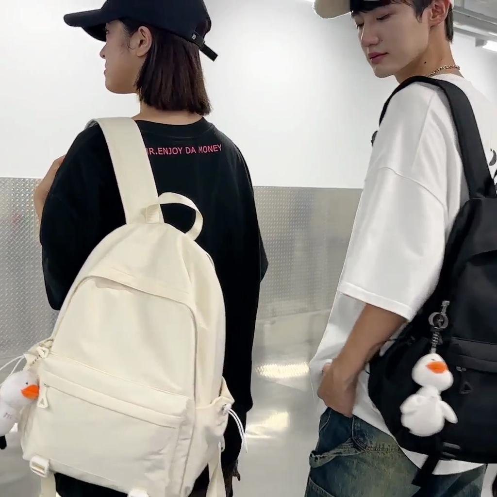 Large Capacity Student Schoolbag Solid Color Women Backpack Men Travel Backpack