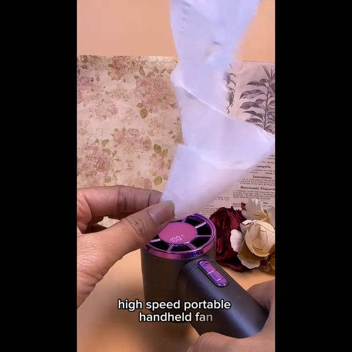 100-Speed Bladeless Handheld Fan, USB Rechargeable, Portable Turbo Fan, Quiet Personal Fan for Travel