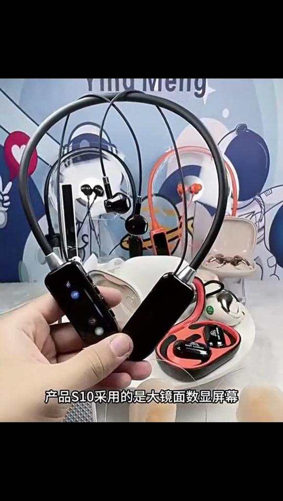 HD Screen Bluetooth 5.4 Headphones Neckband Earphones Wireless Waterproof Headsets HiFi Stereo Earbuds Support TF Card