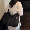 Simple Solid Color Large Capacity Women Casual Single Shoulder Denim Bag For Women