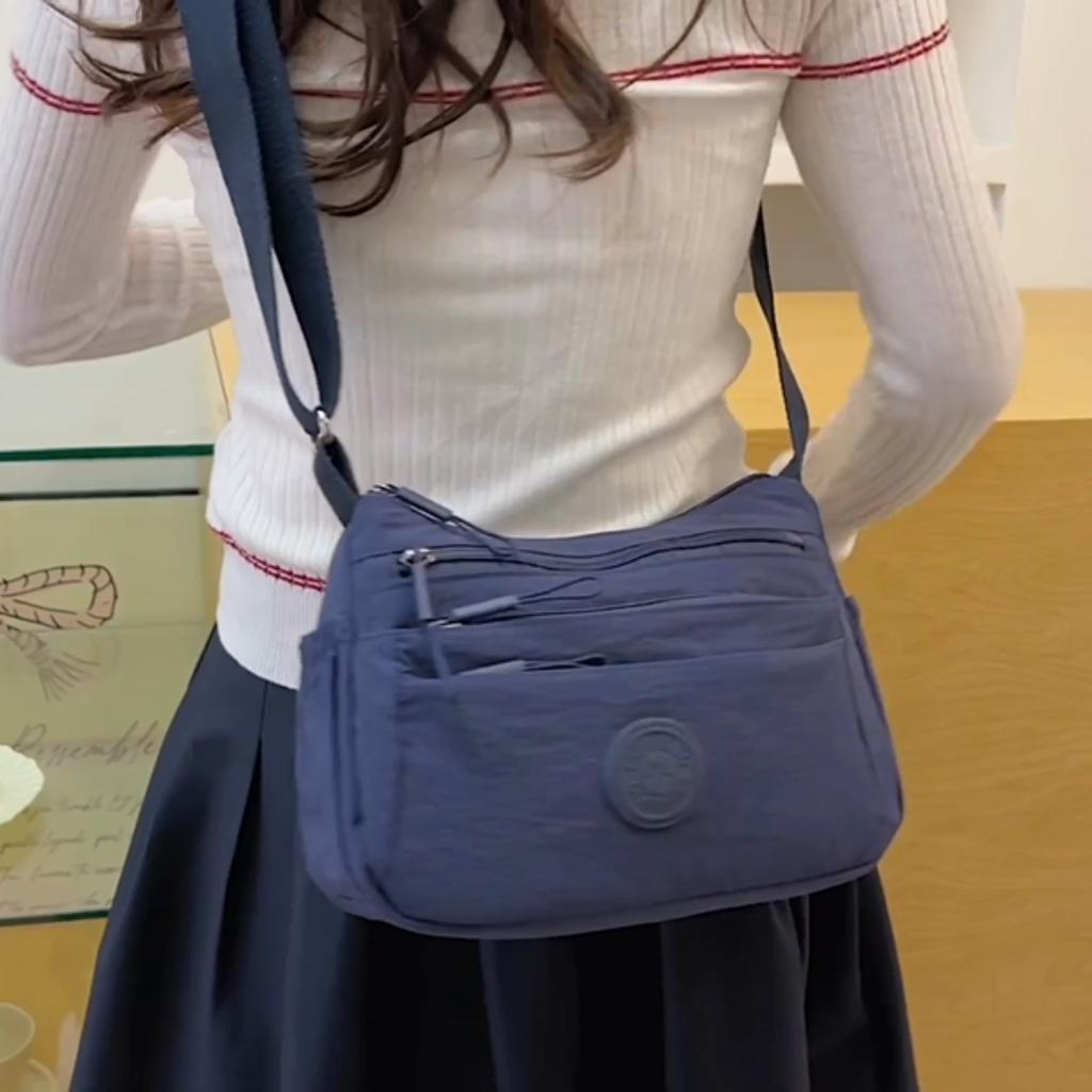 Solid Color Crossbody Bag Women's Multi-Compartment Lightweight Shoulder Bag