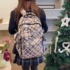 Large Capacity Plaid Backpack Women's Star Printed Student School Bag with Coin Purse