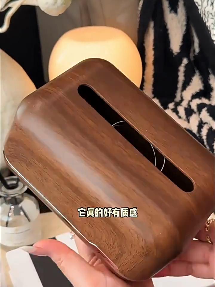 Vintage Wood‑Grain Tissue Box Decor Desktop Napkin Container for Living Room