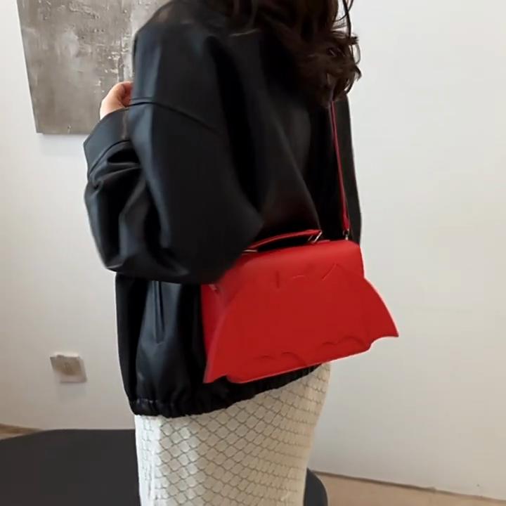 Yogodlns Gothic Women Shoulder Bag Bat Wing Ladies Top-handle Bags Creative Chic PU Leather Handbag Halloween Novelty Crossbody Bag Purse