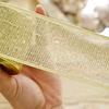 Premium Mesh Ribbon for Ornament Making 2.5" x 2.2 Yards Gold Sheer Christmas Tree Decoration and Decorative Crafts Gift Wrapping, Translucent Fabric