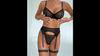 European and American Women’s Sexy Lingerie Set, Flocked Leopard Print and Sheer Black Mesh Spaghetti Strap Underwire Push-Up Intimate Wear