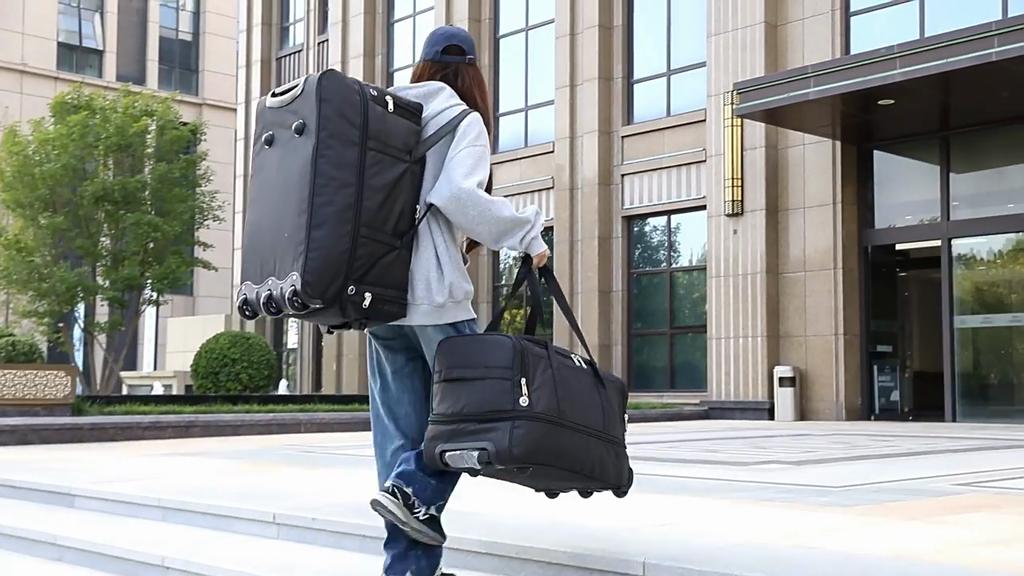 New Foldable Large-capacity Pull Rod Expansion Handbag Oxford Pull Rod Bag Multi-layer Storage Travel Bag Unisex Moving Bag