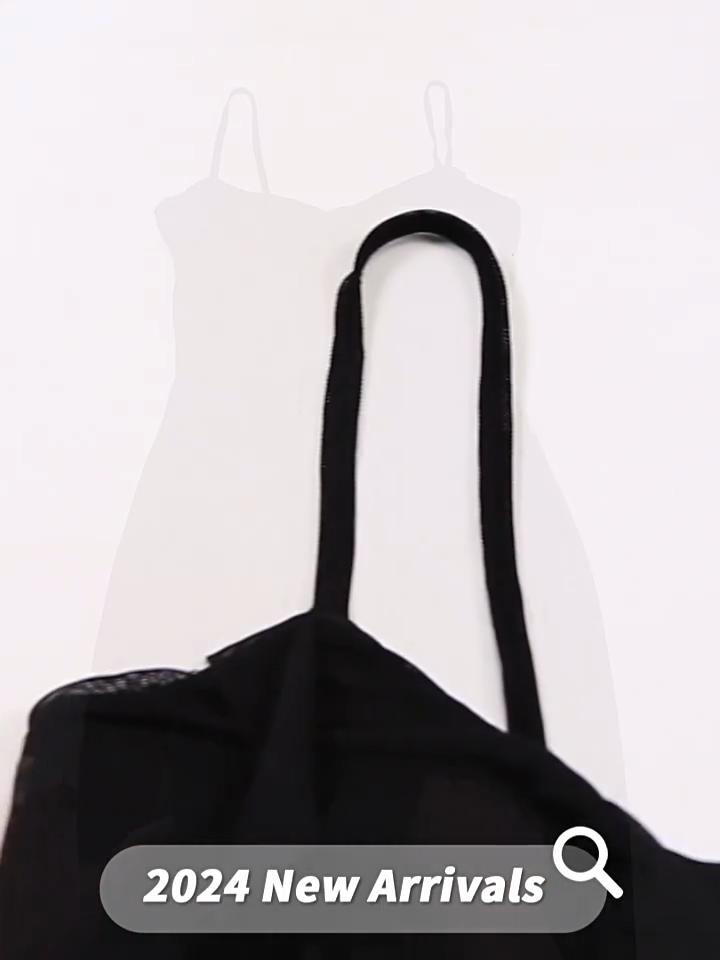 Spring and Summer Foreign Trade Women's Clothing New Sexy Hot Girl Mesh See-through Slit Irregular Suspender Dress