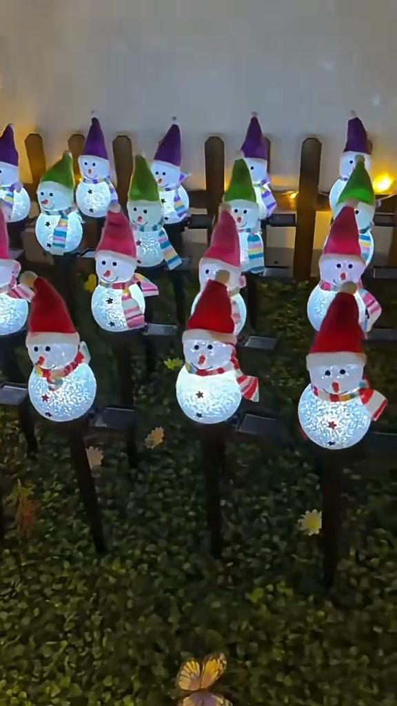 Solar Bodenleuchten Weihnachts Schneemann Dekoration Atmosphäre Nachtlicht Außen Garten Garten EVA Reiskorn Schneemann