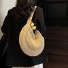 Yogodlns Borsa a Spalla Intrecciata in Paglia Oversize da Donna Casual Grande Capacità Mezzaluna Borsa a Mano Vacanza Estiva Leggera Borsa da Spiaggia Intrecciata a Mano