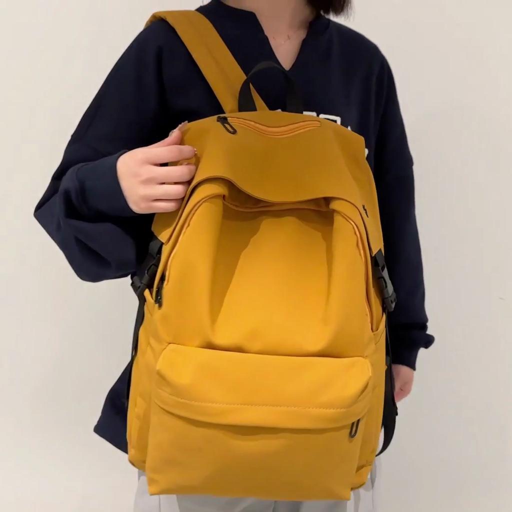 Men Large Capacity Backpack Women Solid Color Backpack Junior Senior High School Student Schoolbag