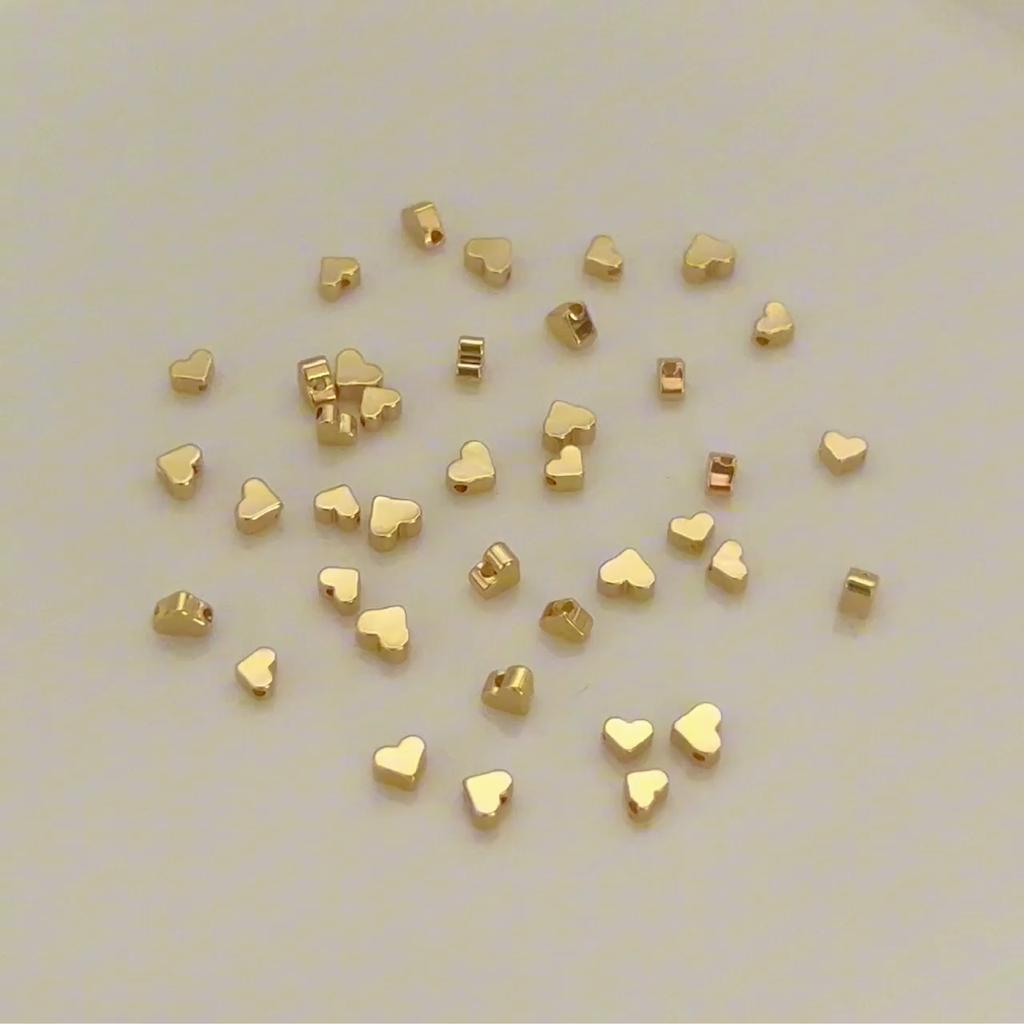 Copper Cross Hole Heart Spacer Beads For DIY Jewelry Making Craft Accessories