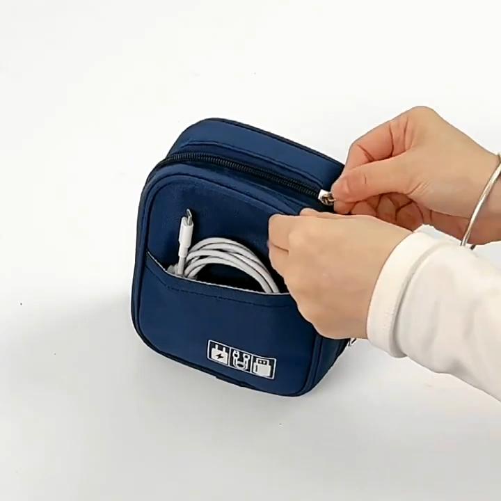 Portable Data Cable Organizer Bag Water-proof USB Power Bank Earphone Storage Case Travel Digital Accessories Pouch
