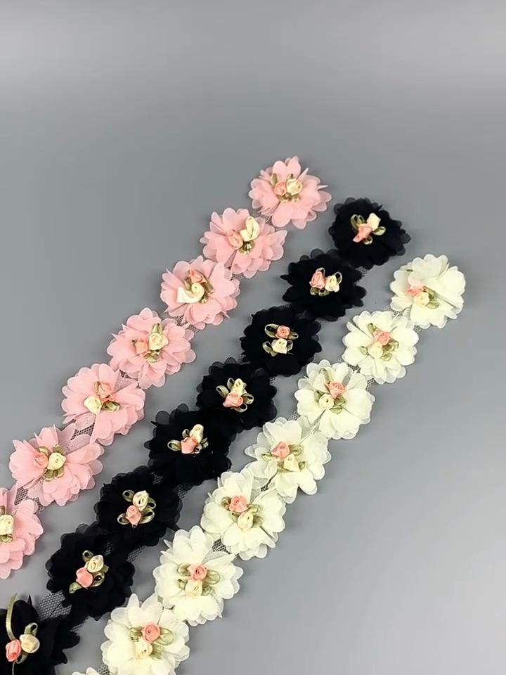 10ks 3D květinová vyšívaná nášivka krajky s květinovým DIY krajkovým lemem 5cm široký